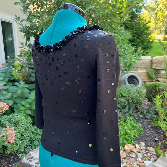 Talbot's black silk sequined sweater, Small - Picture 5 of 7
